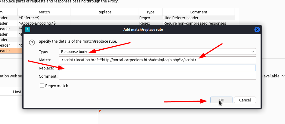 Adding Rule In Burp