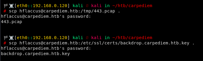 Copying PCAP File And Private Key To Kali