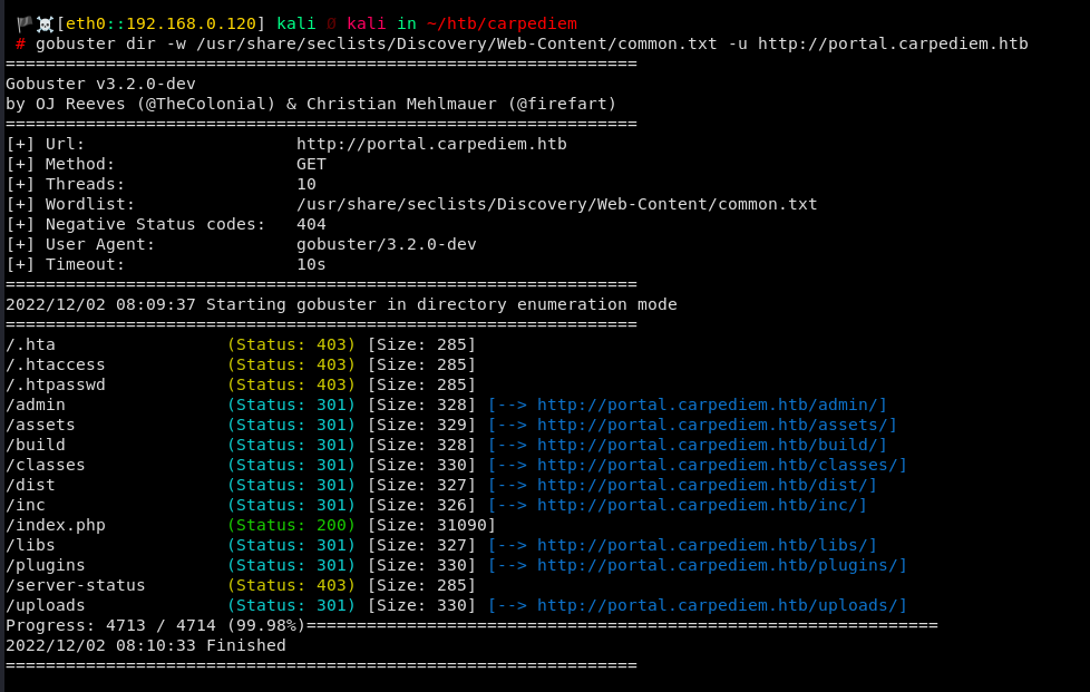 Gobuster Portal Directory Brutefoce