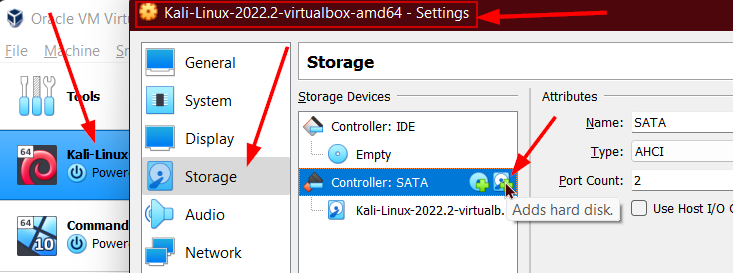 Virtual Box Kali&rsquo;s Settings